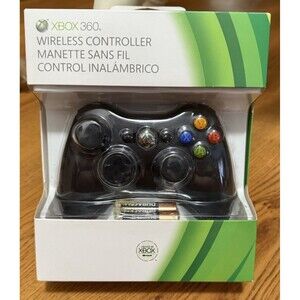 NEW IN BOX Microsoft XBOX 360 Black Wireless Controller OEM Original Box SEALED